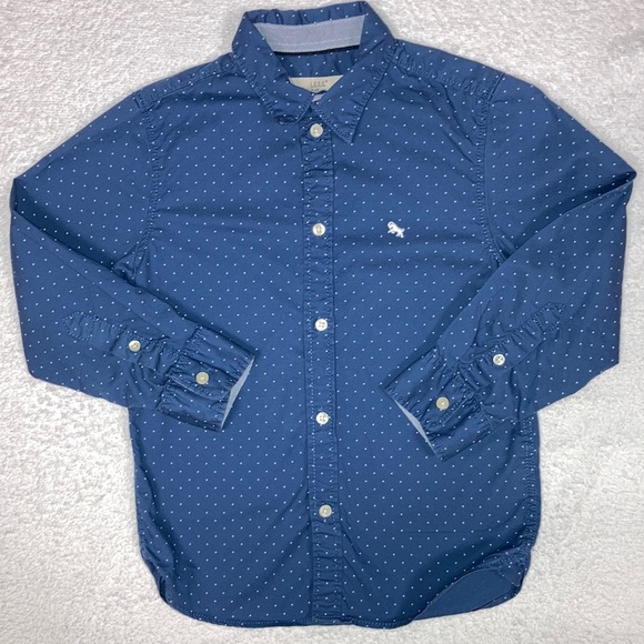 H&M label of graded goods L.O.G.G. 5/6 button down blue white dots - Picture 1 of 9